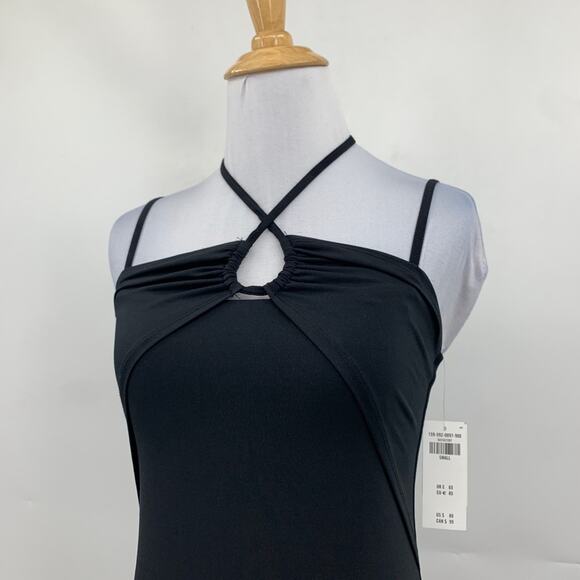 Abercrombie & Fitch Dress Womens S Small Black Bodycon Halter Keyhole Lined Midi - Picture 3 of 16